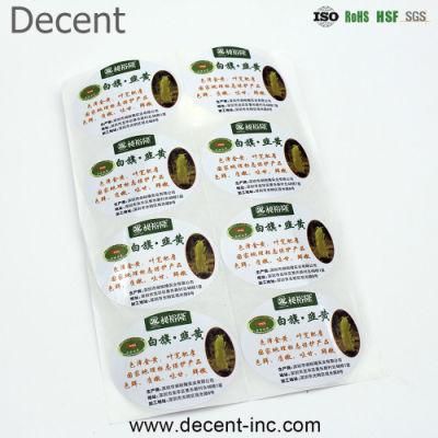 Custom Printed Round Product Sticker Label, Waterproof Plastic Round Sticker, Adhesive Paper Round Label Sticker