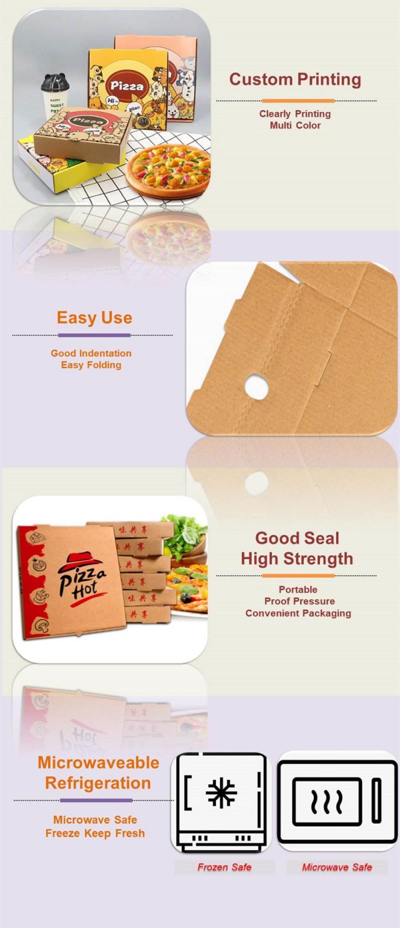 Custom Printing Pizza Box Take out Kraft Food Container