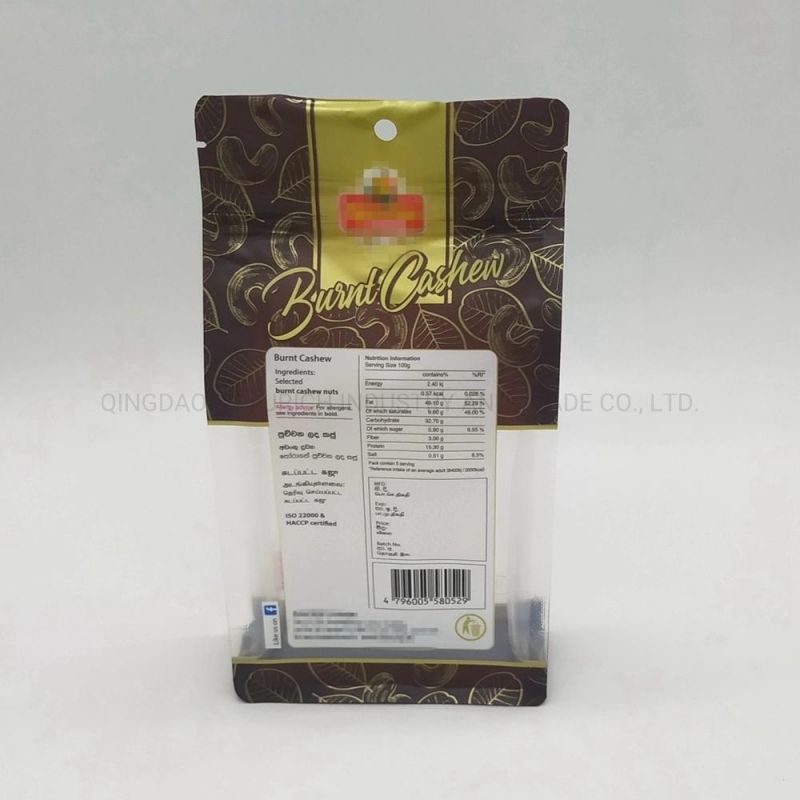 Flat Bottom Plastic Zipper 500g Cashew Nuts Packaging Bags