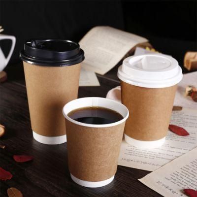 Disposable Coffee Cup with Lid Printed Kraft Coffee Paper Cups