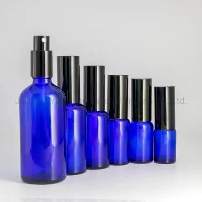 Black Aluminium Spray Cap Blue Essential Oil Glass Bottle Serum Glass Bottle