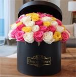 Hot Sale Luxury Matt Black Flower Box/ Black Flower Hat Box