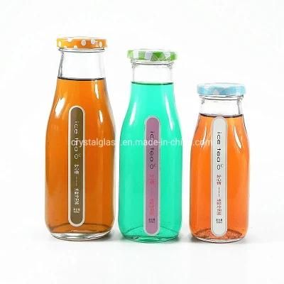 Glass Milk Bottles with Reusable Metal Twist Lids and Straws for Beverage and Drinkware