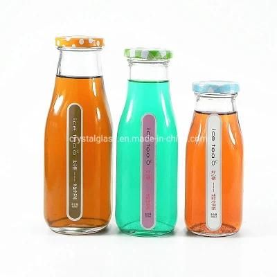 Glass Milk Bottles with Reusable Metal Twist Lids and Straws for Beverage and Drinkware