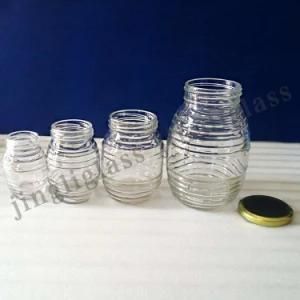 Round Ribbed Glass Jar for Honey / Honey Glass Jar