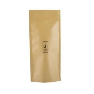 Box Bottom Zipper Coffee Bean Snack Food Rice Kraft Paper Bag Biodegradable Plastic Stand up Ziplock Food Packaging Bag