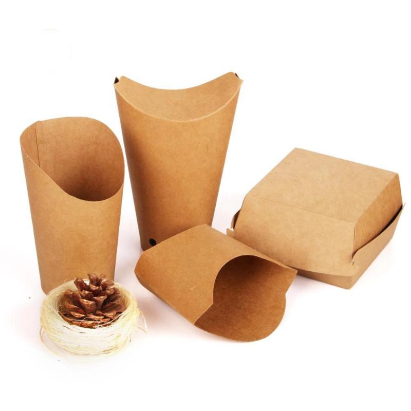 Custom Logo Printing Food Take Away Food Grade Brown Kraft Paper Lunch Box Chicken Packaging Box