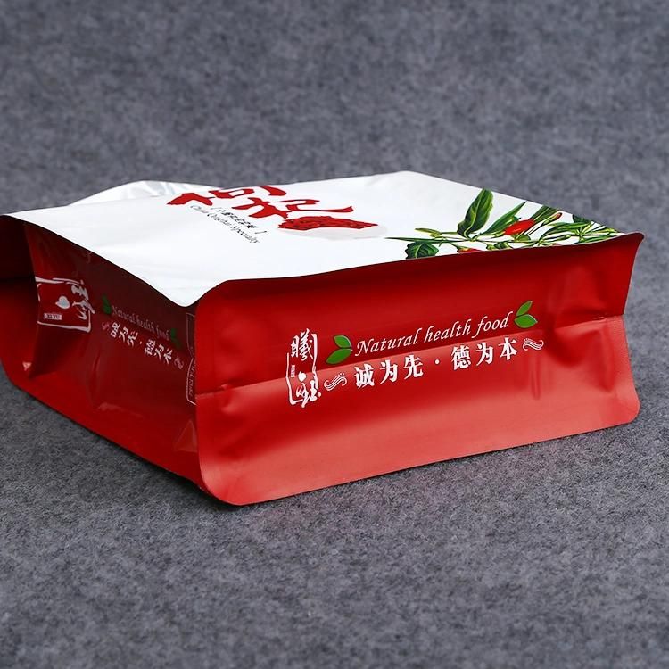 Customized Printing Laminated Flat Box Bottom Pouch / Custom Printed Coffee Packaging Bag with Zipper for Food