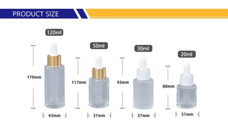 Eco-Friendly 20ml 30ml 50ml Oil Dropper Glass Bottle with Customized Logo Printing