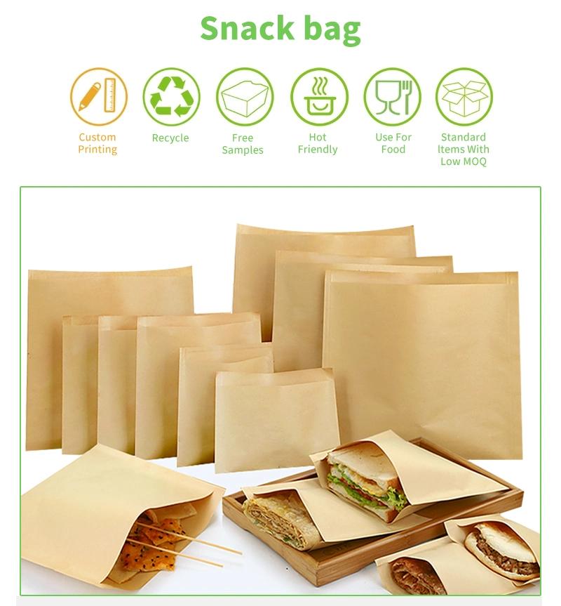 Hamburger Sandwich Bread Food Packaging PE Coated Paper Bag