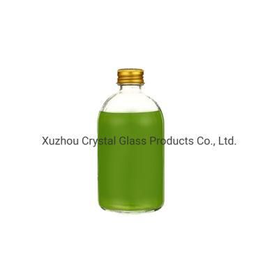 Wholesale 500ml Clear Beverage Juice Glass Bottle with Metal Lids