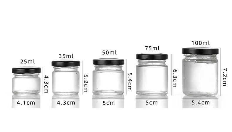 Small 25ml 45g Empty Jam Jar Saffron Glass Jar Glass Bottle with Golden Lid