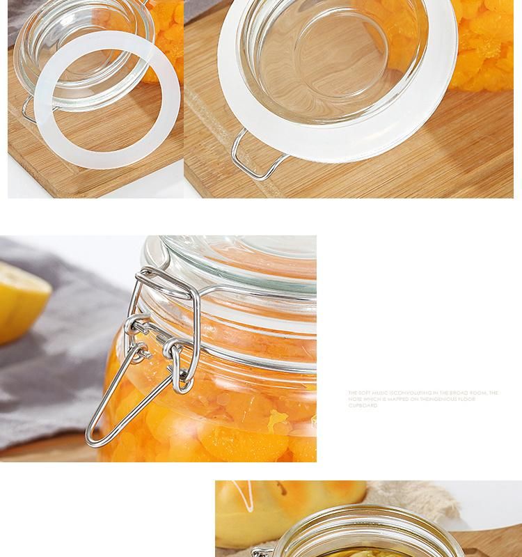Food Container Clear Storage Glass Bottle Glass Jar with Swing Top