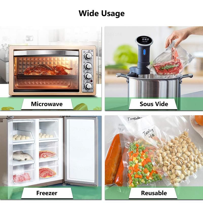 Food Storage Vacuum Sealer Bags Rolls Heat Sealing Embossed Frozen Food Packaging Bag