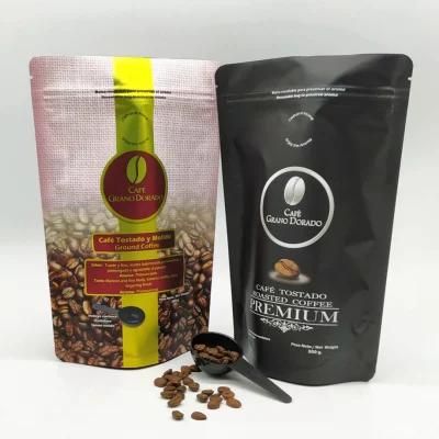 Roasted Caffe Beans Square Plastic Pouch Coffee Packaging Zipper Bag
