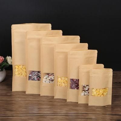 Granola Packing Bag Kraft Finish Stand up Pouch with Window and Zipper