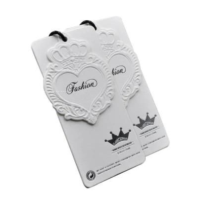Customized Luxury White Special Paper Hand Hang Labels Plastic Tag for Clothing