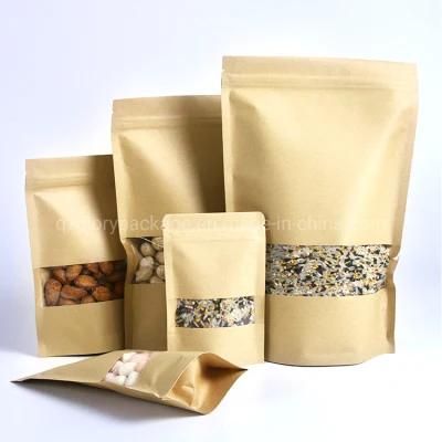 Food Packaging Zip Lock Kraft Paper Bags with Window