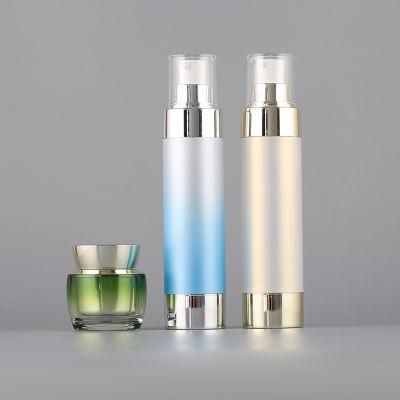 Cosmetics Lotion Airless Pump Bottle15ml 30 Ml 50ml Round White Pump Head +Frosted Bottle Body