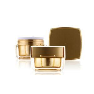 Square Plastic Jar Skin Care Cream Jar 15ml 30ml 50ml Cosmetic Gold Acrylic Jar