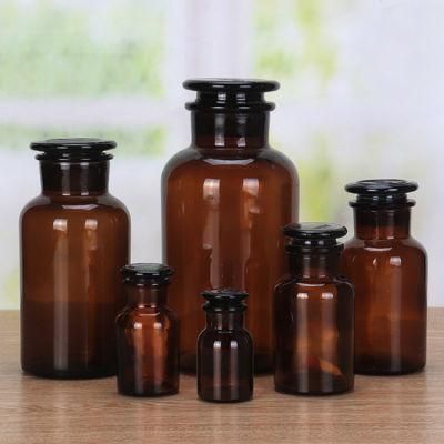 500ml Wide Mouth Glass Stopper Amber Laboratory Reagent Bottles