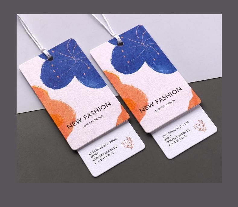 High Quality Logo Cmyk Printed Uncoated Matt White Paper Custom Hang Tag