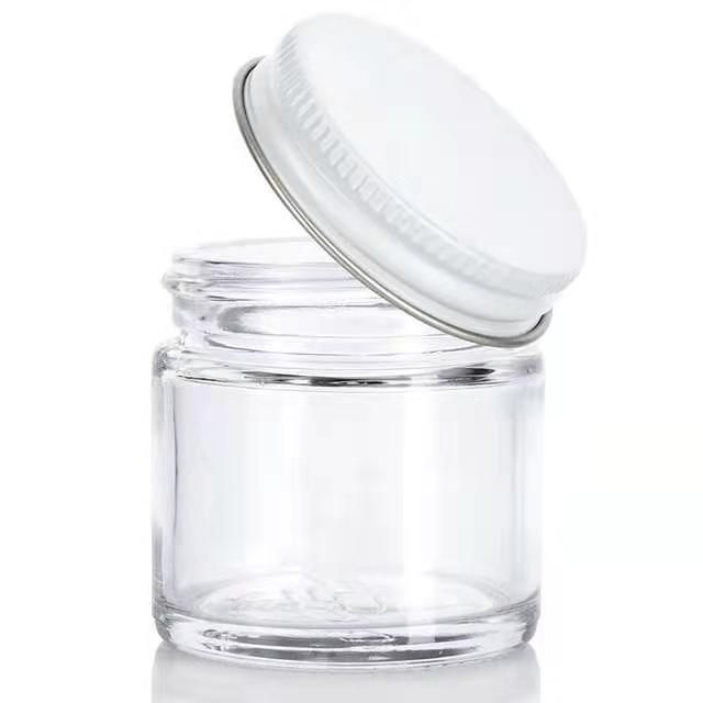 Luxury 2oz Glass Jar 60 Ml Clear Amber Glass Cream Jar with Lid