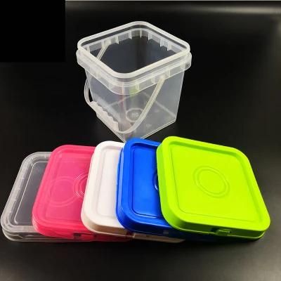 China Factory Squared Plastic Bucket 4L Transparent Bucket