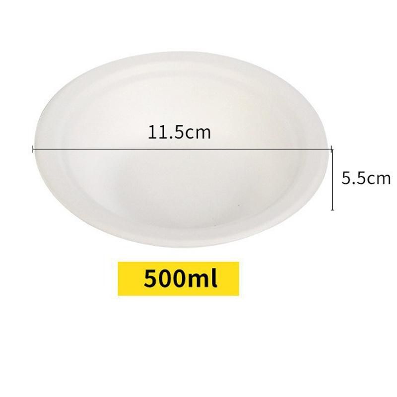 100% Compostable Large Biodgradble White Sugarcane Bagasse Tableware Paper Bowl