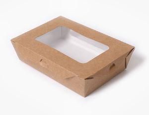 Disposable Food Packaging Lunch Box Container Take Away Kraft Paper Food Box with Window for Food