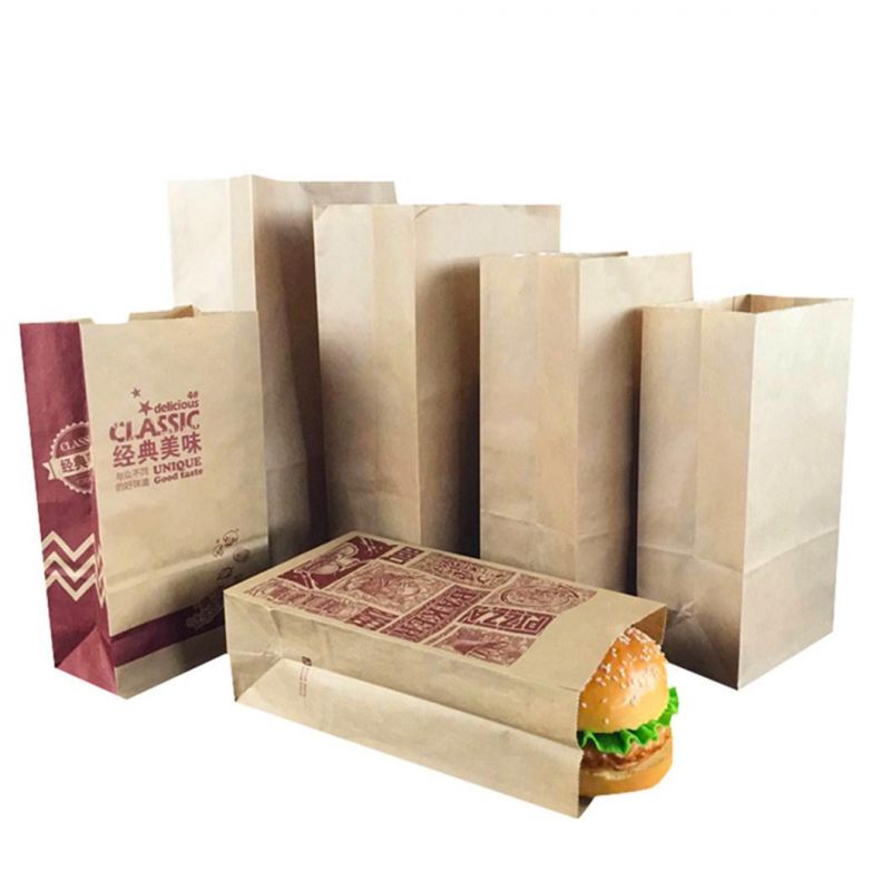 Square Bottom Paper Bag Food Grade Kraft Paper Bags-Food Delivery Paper Bags Paper Bag for Shopping Packaging Bag