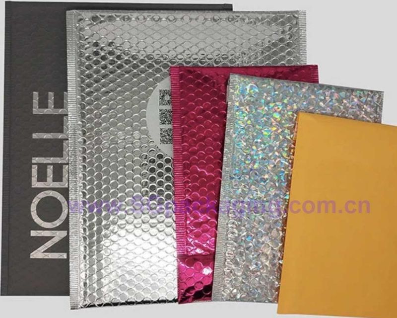 Metallic Foil Rose Gold Custom Logo Padded Bubble Envelopes Shipping Packaging Poly Bubble Mailer