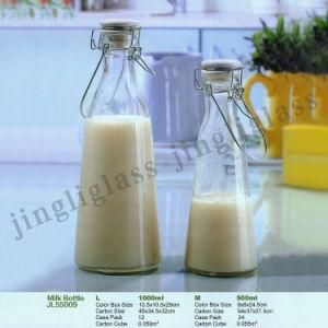 Milk Glass Bottle with Ceramic Clip Lid