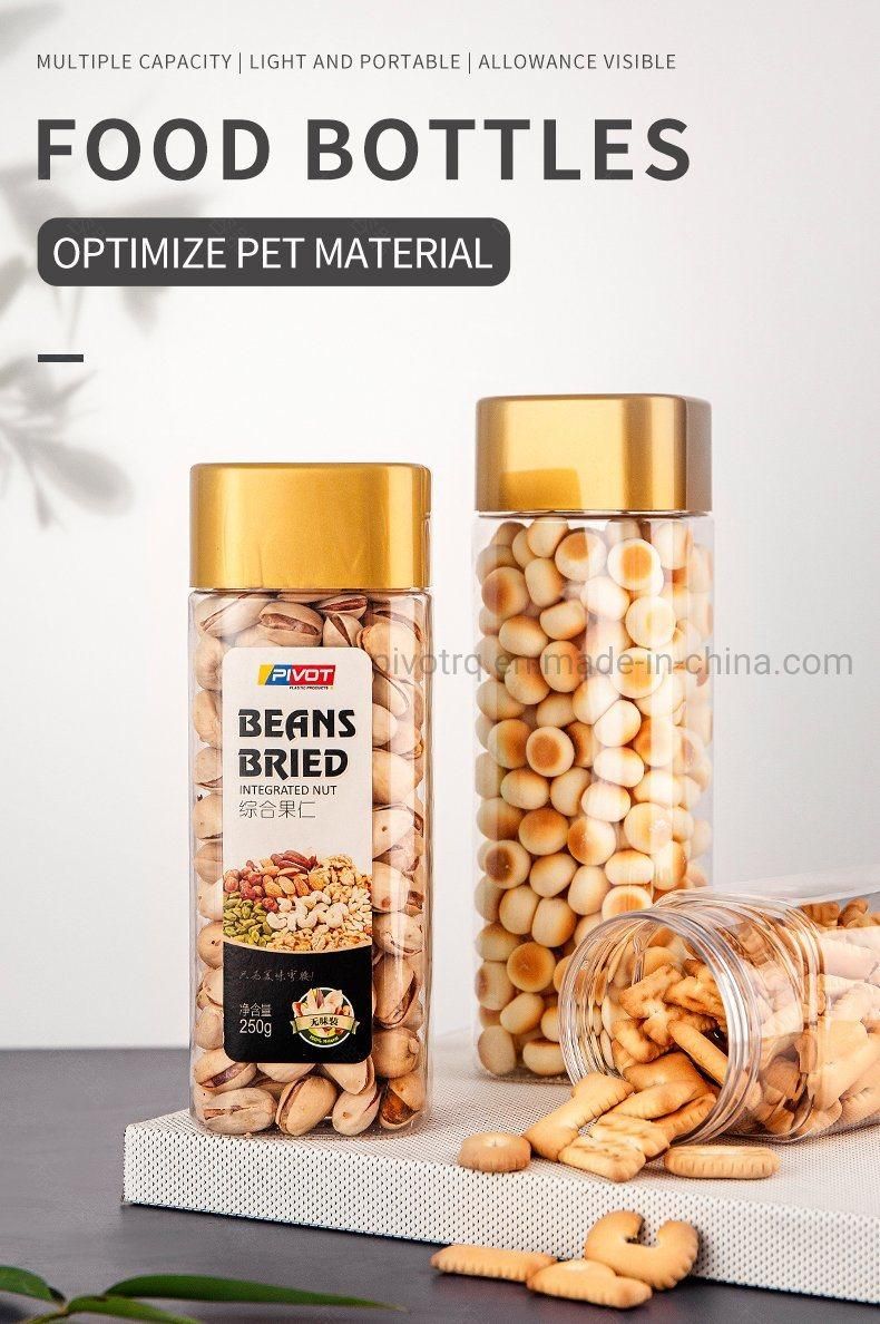 468ml Square Pet Plastic Food Bottles with Caps for Nuts Foods Snacks Packing
