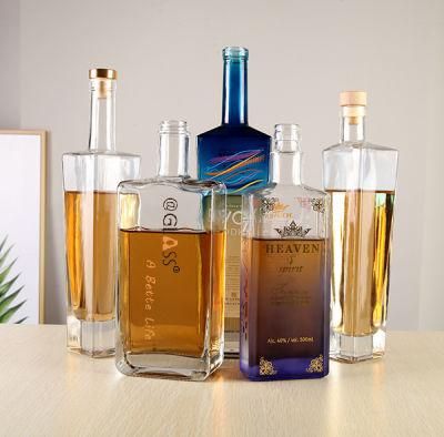 500ml Premium Flint Clear Square Glass Liquor Bottle