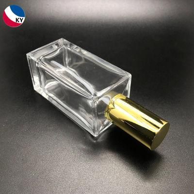 100ml Clear Body Lotion Glass Package Square Hair Care Essential Oil Glass Bottle with Custom Gold Pump Cap