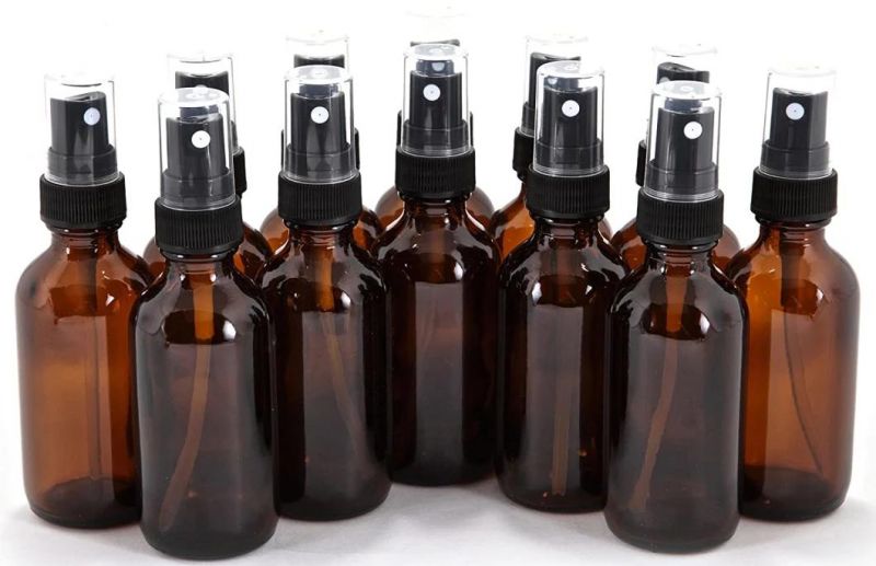 Amber Boston Round Glass Bottles for Cosmetic Packing