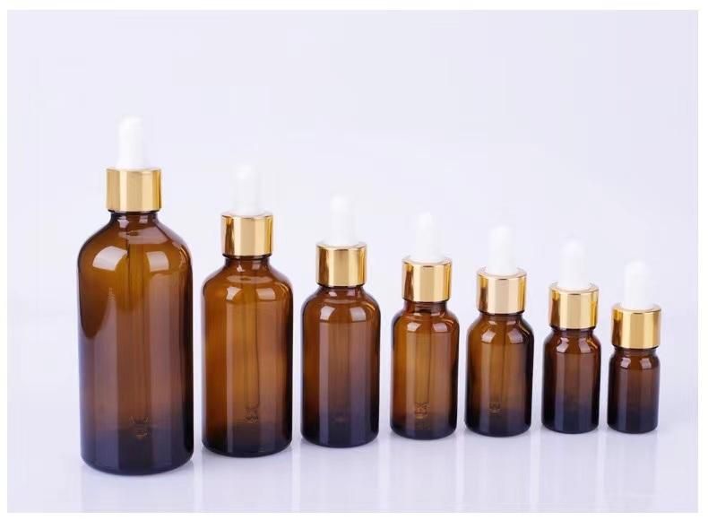 5ml 10ml 15ml 20ml 30ml 50ml 100ml Glass Essential Oil Bottle with Aluminum Dropper /Amber Cosmetic Packaging Bottles with Dropper
