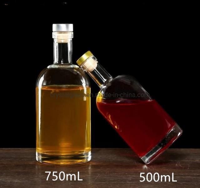 Thick Bottom Glass Wine Bottle Empty Clear Glass Vodka Whiskey Drinking Bottle 350/500/750ml