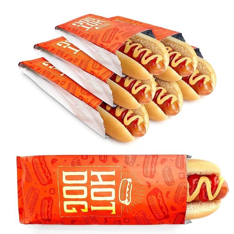Heat Sealed PE Coated Kraft Paper Bag Sandwich Hamburger Wrapping Bags