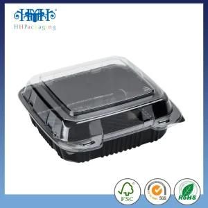 Polar Pak 8&quot; X 8&quot; Pet Black and Clear Hinged Take-out Container - 200/Case