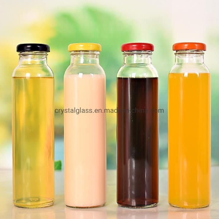 Custom Transparent Glass 500ml Ice Orange Juice Beverage Tea Bottle with Cork