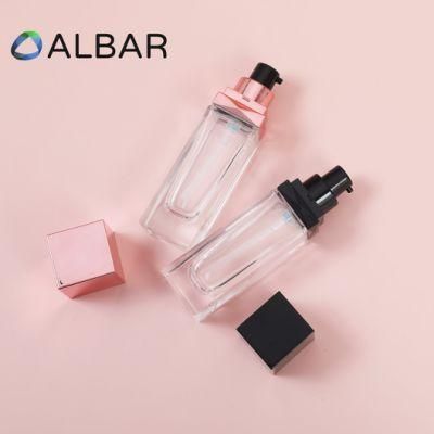 Thick Bottom Square Liquid Foundation Glass Bottles for Makeups in Press Pump
