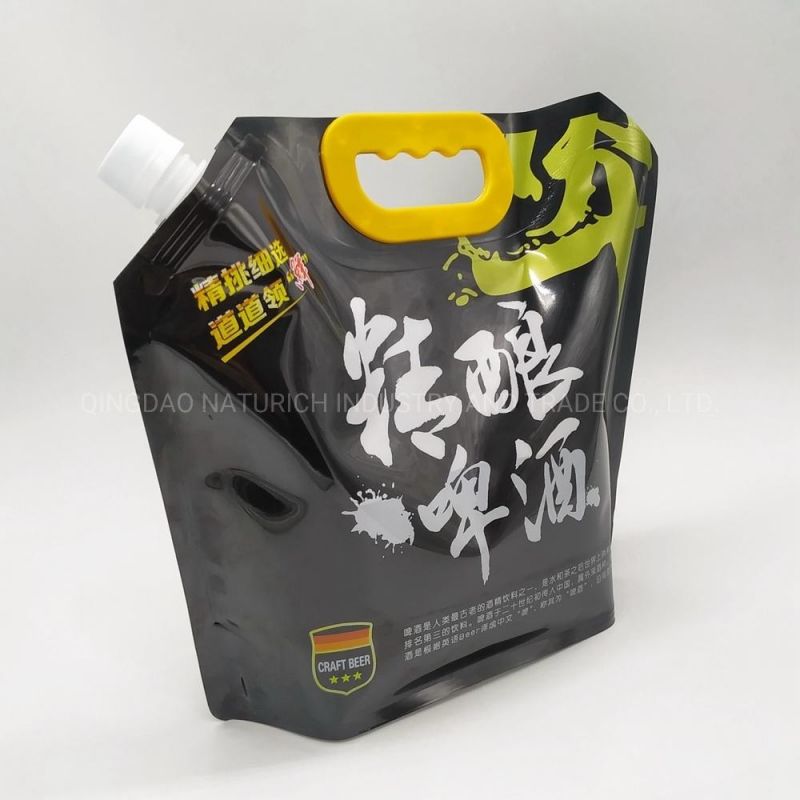 Newest Liquid Stand up Spout Pouch Plastic Bag Beer Packaging Bag