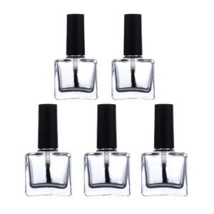 Wholesales Free Sample 5ml 10ml 15ml Clear Empty Square Glass Nail Polish Bottle with Caps and Brush