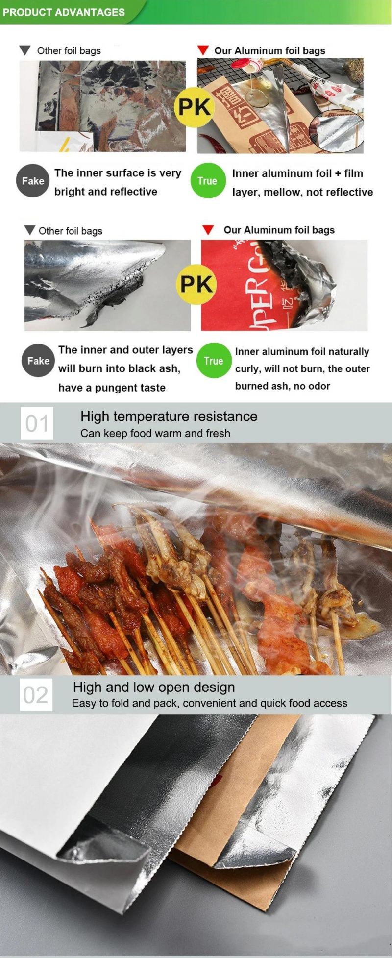Chicken Bags Aluminum Foil Food Barbecue Bag Resistense