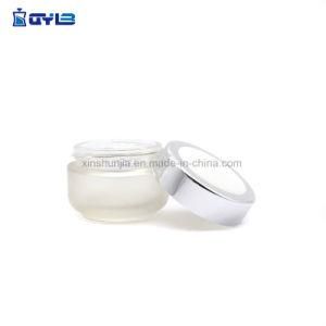 Cosmetic Packaging Empty Frosted Glass Bottle with Silver-White Aluminum Cap China Supplier
