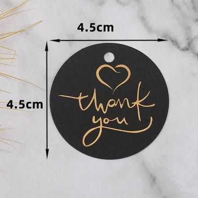 Black and White Logo Bronzed Round Thank You Card/Tag for Packing