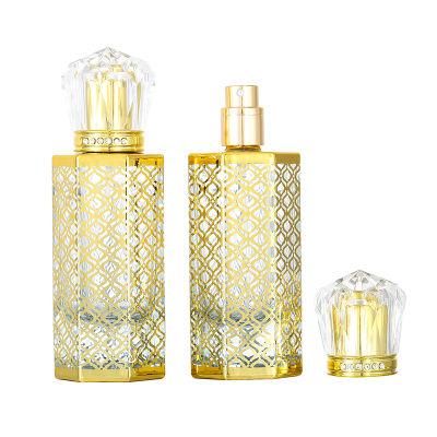 Hexagon Shape Refillable Bottle Glass Empty 50ml Perfume Pump Bottle