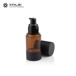 30ml 1oz Transparent Amber Color Airless Cosmetic Container with Black Cap